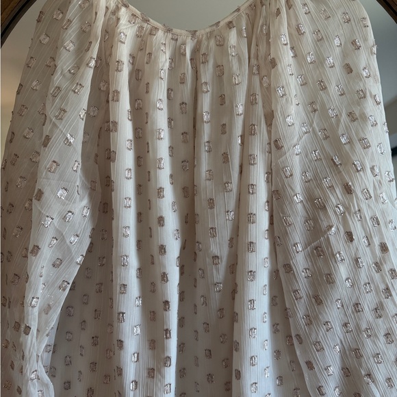 Loft Ivory Metallic Clip Dot Blouse Brand New (missing tag) S Boho Fairycore - Picture 3 of 9